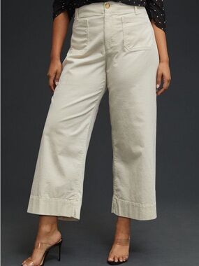 Anthropologie Maeve The Colette Corduroy Wide Leg Pants Cream 32